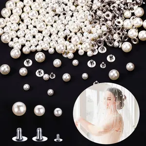 Pearl Rivet, Half Hole Faux Pearls Rivets Studs Buttons for Hat/Shoe/Clothes/Bag/Skirt/Bridal Veil DIY Accessories (6mm/8mm/10mm)