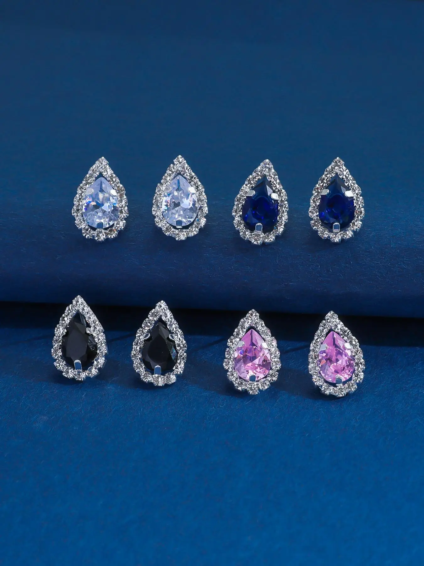4 pairs of sparkling geometric waterdrop diamond earrings set, fashionable and luxurious, perfect for gifting to women with exquisite earring and earring sets