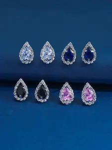 4 pairs of sparkling geometric waterdrop diamond earrings set, fashionable and luxurious, perfect for gifting to women with exquisite earring and earring sets