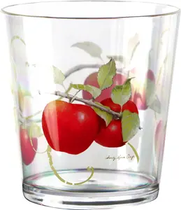 212 MAIN 6pc Round Lightweight Acrylic Drinking Glasses Set, 14oz Harvest-Themed Cold-Only Dishwasher-Safe Drinkware for Indoor Kitchen Use