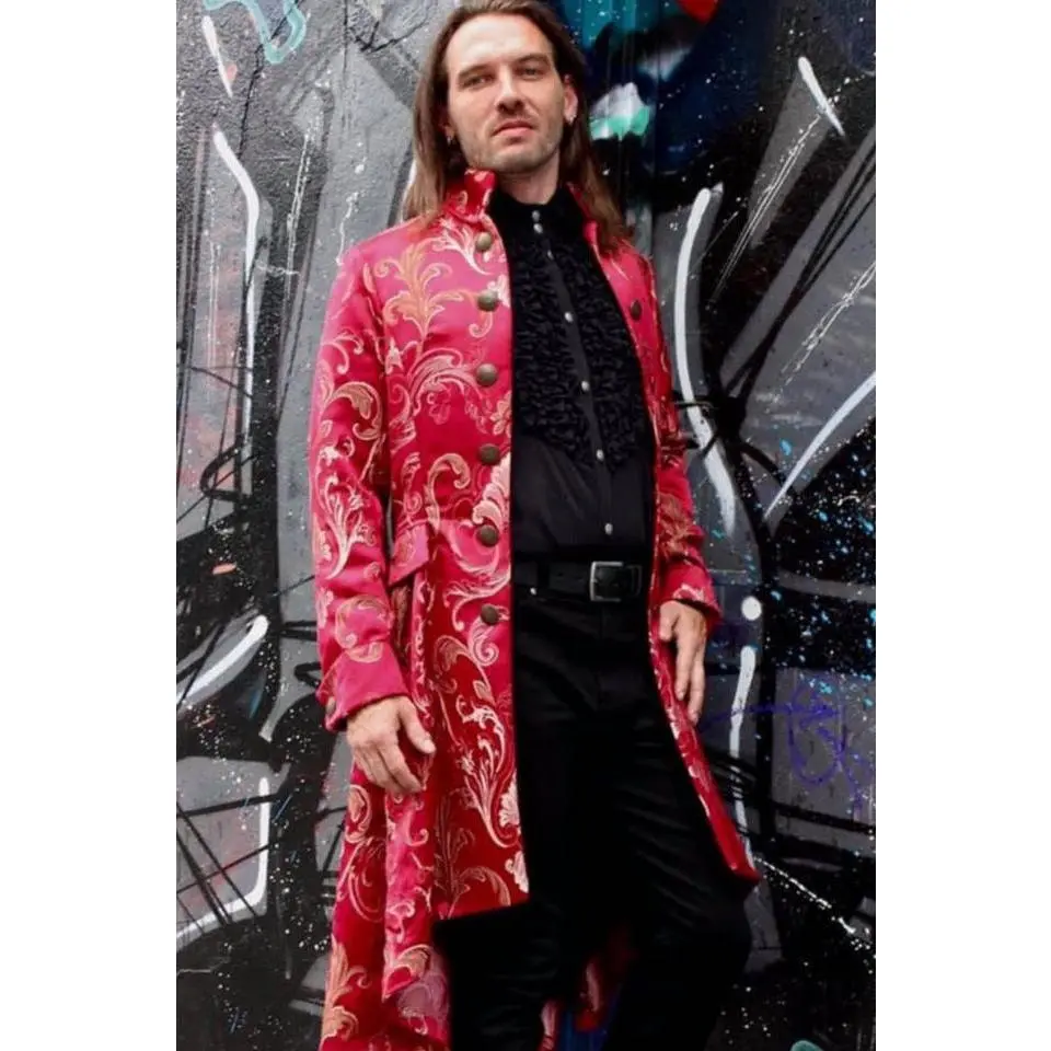 ORDER OF THE DRAGON COAT - BLOOD RED BROCADE