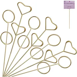 40Pcs Floral Pick Card Holder, Card Holder for Flower Arrangement, Gift Card Tree Holder, Photo Memo Holder Pick Stick, 12 Inch Suitable for Wedding Birthday Party Flower Gifts (Round&Heart)