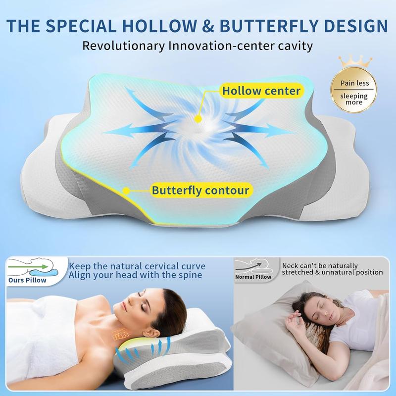 Cervical Neck Pillow for Pain Relief - Cooling Pillow for Side Sleepers, Adjustable Orthopedic Pillow with Removable Breathable Cover, Neck Pillow for Adults