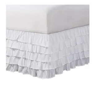 King Size Hotel Inspired Romantic Tiers Bed Skirt, 15 in Drop, 5-Tier Ruffled, Layered Folds, Romantic Design