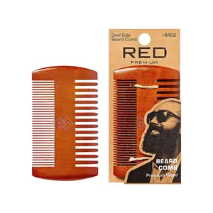 Red Premium Premium Wood Dual Side Beard Comb