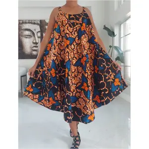 Ethnic African Print Umbrella Beach Dress Long Kaftan Loungewear Duster