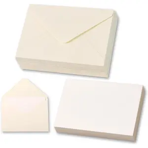 50 Sets Cream Mini Envelopes with Blank , Business & Note Cards - Wedding Invitation, Graduation, Holiday Pocket Envelopes 4x2.75" Bulk for Party Favors & Scrapbooking