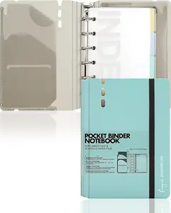 A7 Binder 6 Ring Notebook with Dividers Refillable Planner Binder with Pockets, Refill Paper Include Planning Square Ruled and Dotted Pages, 4.13 x 5.71 In, (Blue, A7 Hourly&Dot Page)