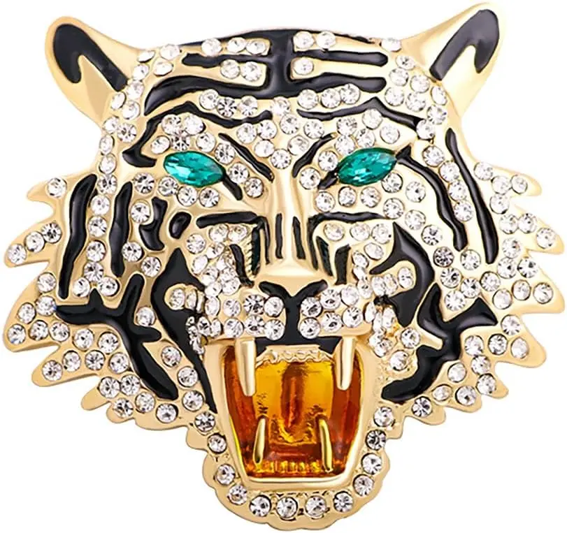 Rhinestone Tiger Brooch Pin   Tiger  Brooch Lapel Pins  Punk Style  Brooch Domineering Cool Tiger Brooch Clothes Hats Bags Suits Banquets Party Costumes  for Women and Men