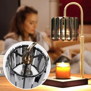 Candle Warmer Lamp with Timer, Dimmable Electric Candle Wamer Adjustable Height, Gifts for Women Mom, Glass Modern Candles Melter Lamp, Black