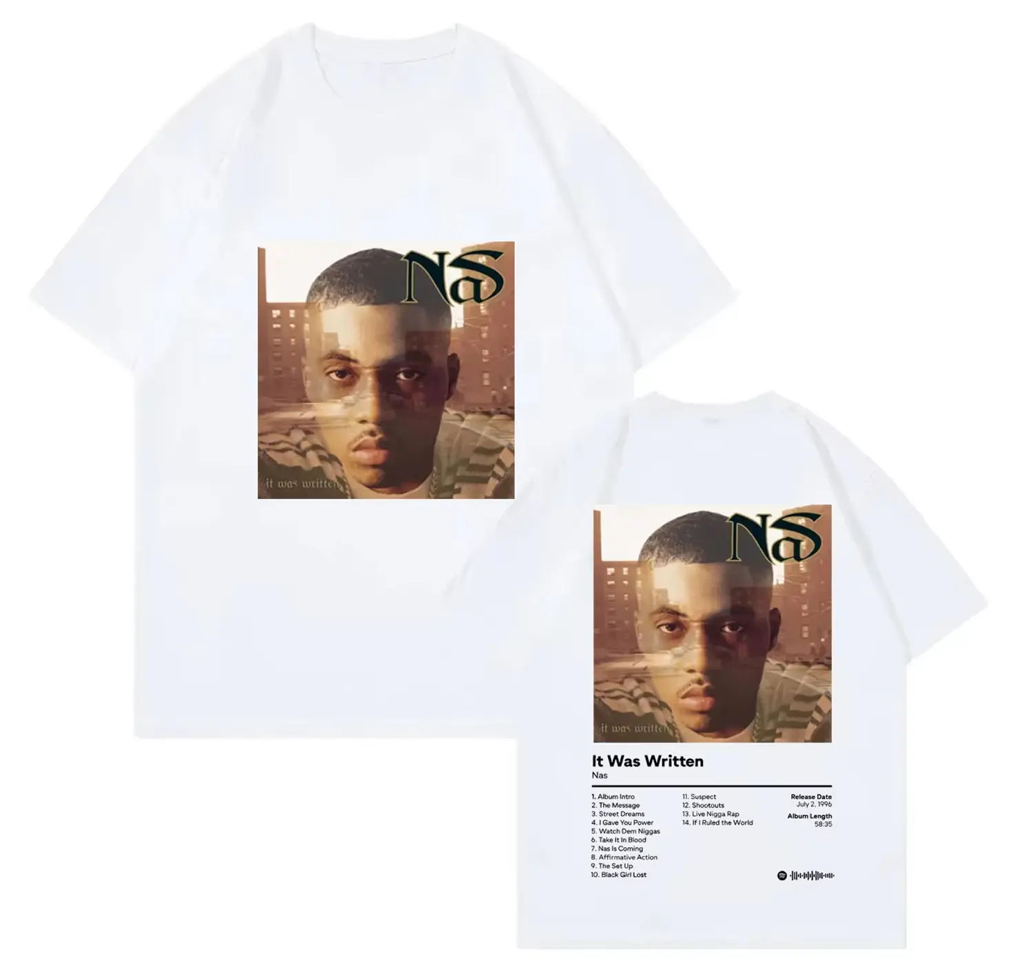 Rapper NAS Music Album Lt Was Written Cover Graphic T Shirts