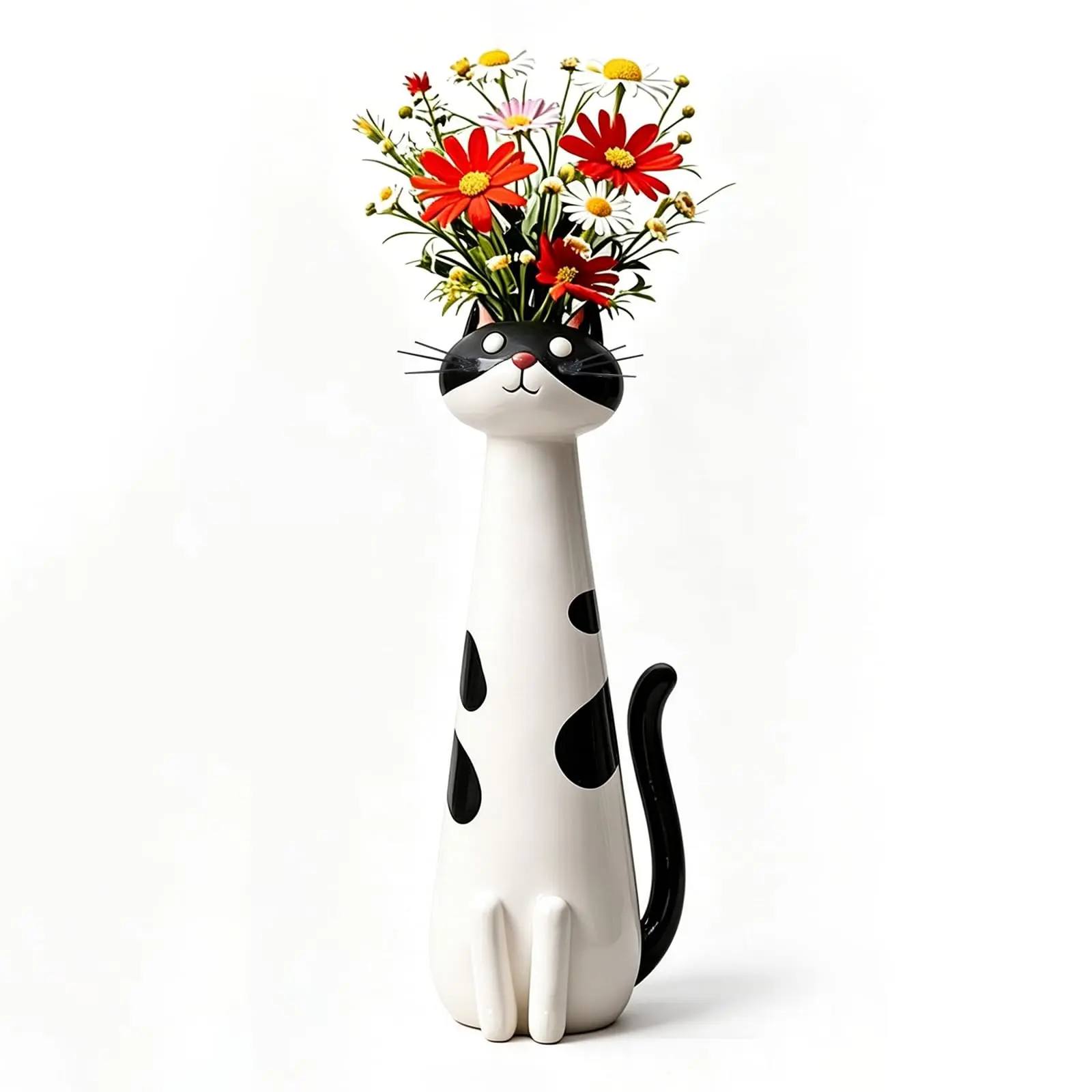 Quirky Cat Vase, Handcrafted Ceramic Cat Vase, Whimsical Kitty Planter for Small Flowers, Boho Home Decor, Decorative Flower Vase