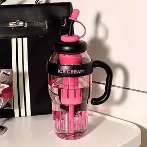 Internet celebrity Big Mac Bingba cup large capacity water cup summer high value straw big belly cup tea leak portable plastic cup Reusable Drinkware