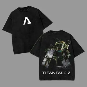 TITANFALL 2 BT 7274 Graphic Tee, Blue Flame Thermal Titan Acid Shirt, Vintage Mecha Pilot Streetwear Top, Game Fan, Streetwear Tops Black Fabric Menswear