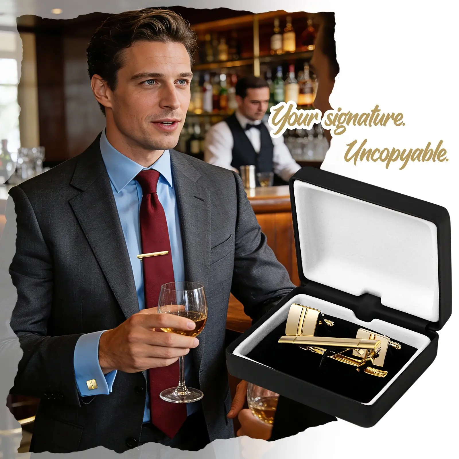 3pcs Men's Tie Clip Square/Round Cufflinks Set Formal Accessories for Suits Shirts
