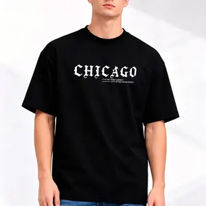 Men'S Easy Casual Fashion Trendy Comfortable Chicago Letter Pattern Print Short Sleeve Print T-Shirt Summer Shirt Printed in USA