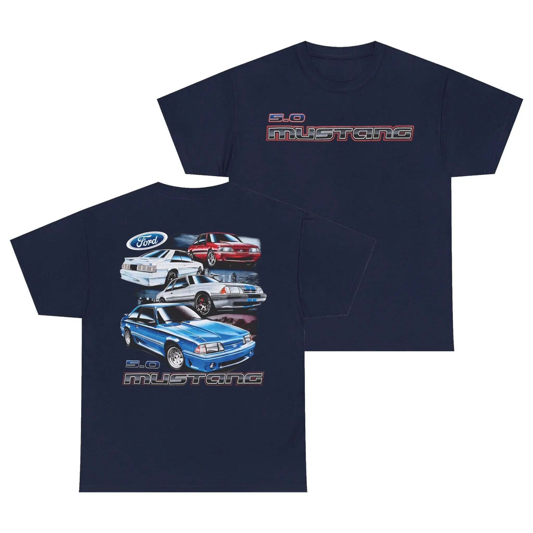 1979–1993 Ford Mustang 5.0 T-Shirt, Classic FoxBody Muscle Car Graphic Tee