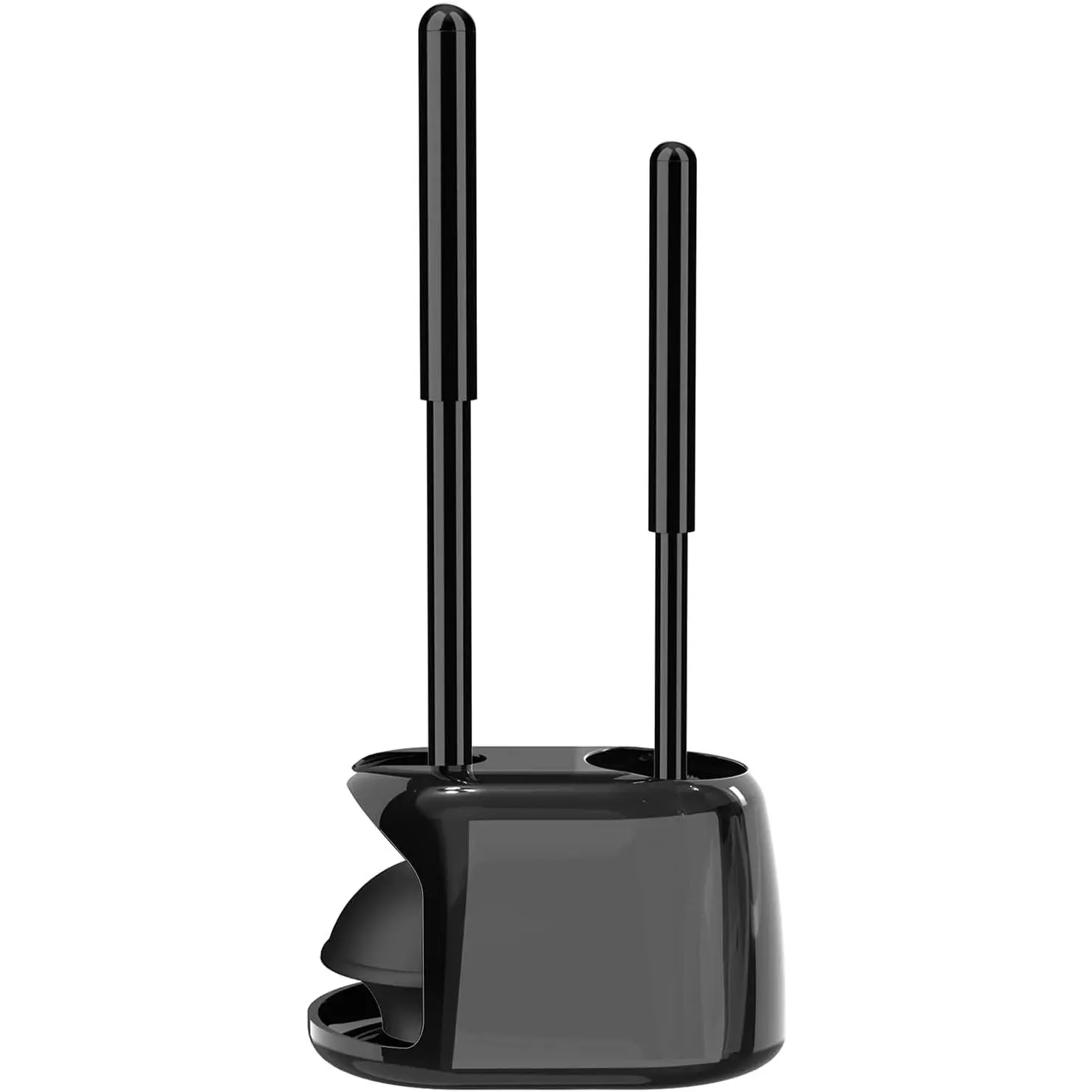 Toilet Brush and Plunger Set, Semi-Hidden Toilet Plungers, Black | Heavy Duty Toilet Bowl Brush and Holder for Bathroom Toilet Plunger and Brush Set for Deeply Cleaning
