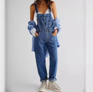 2026 Women's Casual Washed Loose Denim Overalls