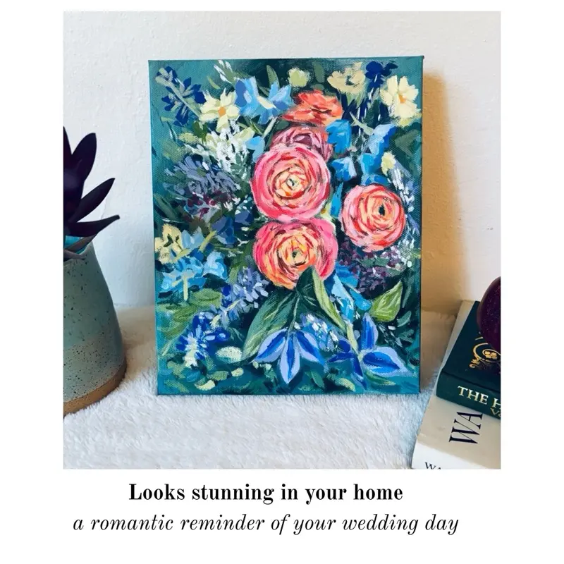 Custom Wedding Bouquet Painting – Acrylic on Canvas | Personalized Bridal Gift | Anniversary Gift | Wedding Keepsake