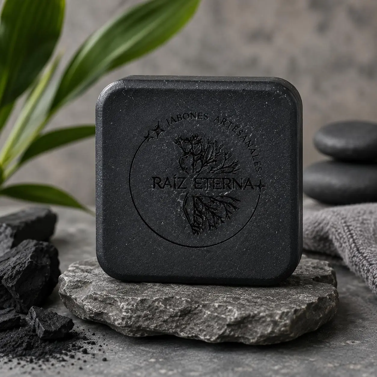Raíz Eterna Activated Charcoal Natural Soap Facial Cleansing & Wash for All Skin Types Gentle Exfoliation & Dirt Absorption