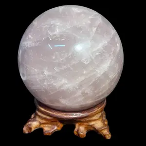 Lavender Rose Quartz Sphere Approximately 5 Inch Diameter and 6 lbs Crystal Ball on Wooden Stand