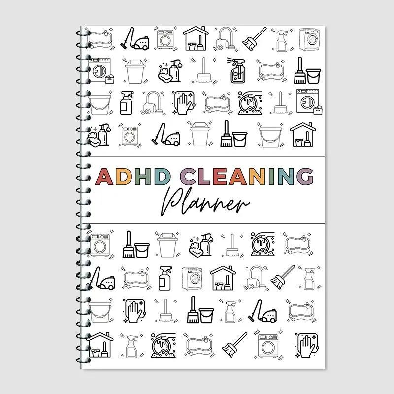 Lies Flat, Stays Open, Keeps You on Track – 1 Count ADHD Cleaning Planner Notebook, Spiral Bound Weekly Household Schedule for Home, Office, Dorm & School