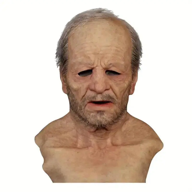 Halloween Funny Mask, Old Man Mask, Soft Grandpa Adult Full Coverage Headwear, Holiday Party Costume Accessory, Perfect for Adults & Groups
