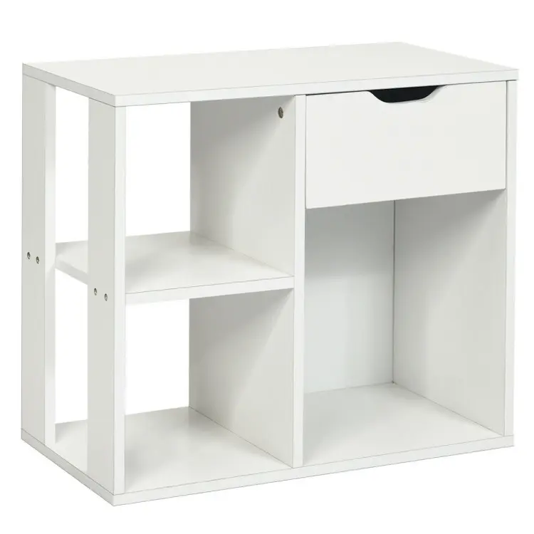 COSTWAY - 5-Piece Modern Living Room Furniture Set: Side table+Coffee table+Console table+Bookcase+Corner shelf
