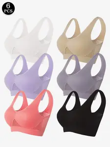 Plus Size Women's Mesh Bra, Shock Absorbing Tank Top, Wireless Soft Breathable Comfort, Sport Bra, Running Yoga Fitness Bra, Backless Breathable Plus Size, Summer Lightweight Bra