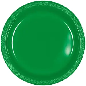 10" Bulk 50 Ct. Green Round Disposable Plastic Dinner Plates