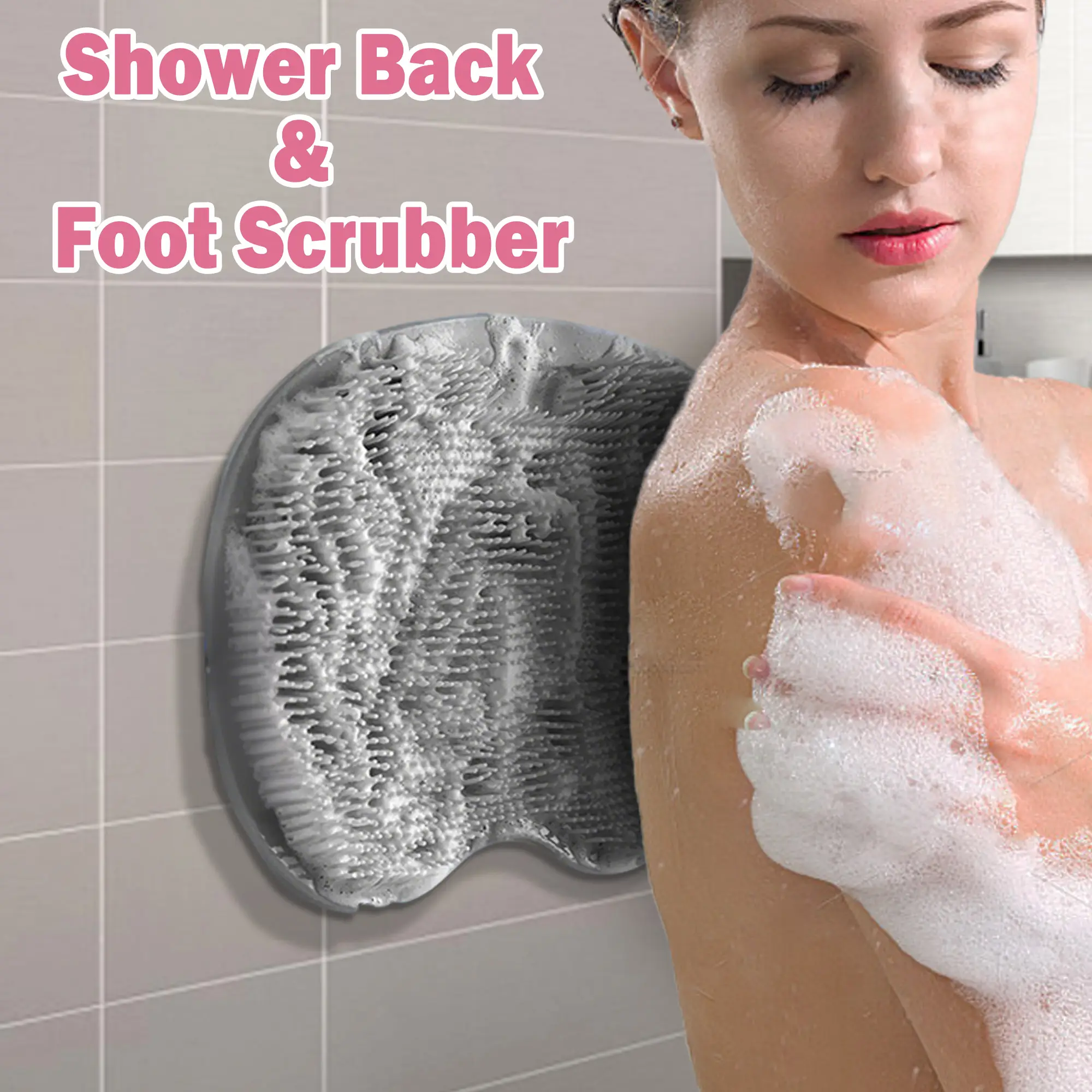 Shower Foot Scrubber Mat, Non-slip Back Washer Back Exfoliating Bath Wash Pad, Wall Mounted Slip Foot Scrubber for Cleaning and Exfoliating, Foot Clea