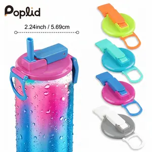 PopLid 4-Pack Upgraded Soda Can Lids with Reusable Silicone Straws, Nail-Friendly Pull Tab Opener & Spill-Proof Beverage Covers, BPA-Free Airtight Seal Fits Standard Cans, Beach & Outdoor Essential