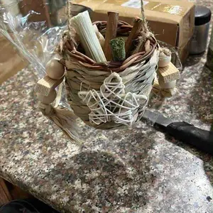 Rabbit Toy Reed Grass Hanging Basket Chews Woven Bunny Chewing Timothy Cake Wood Treats for Small Pets  Safe Multifunctional Chew Toys