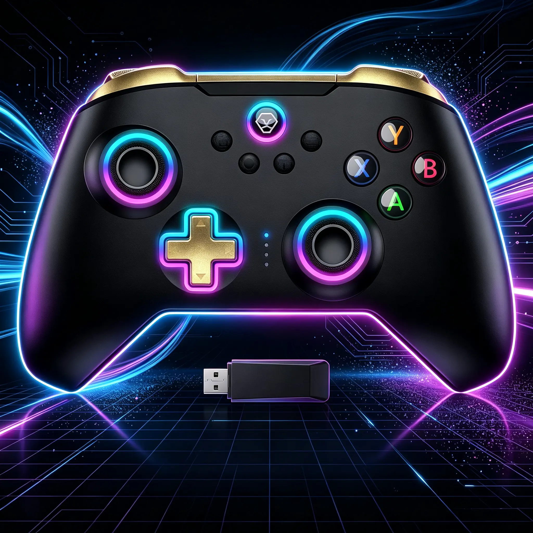 JORREP Wireless PC Controller with Hall Effect Joystick, 2.4G Wireless & Wired 1000Hz Polling Rate, Turbo & Dual Vibration, RGB Lighting, Gaming Controller for PC/Switch/iOS/Android, Black