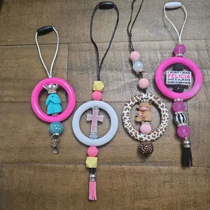 Carcharms with Designer Beads and Unique Focals - Live Claims Only - Stylish Silicone Focals & Versatile Display for Rear View Mirror - Enhance Your Drive with Individuality