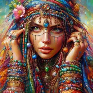 Boho Style Diamond Arts Colorful Painting Kit, DIY Decorative Art Painting Kit with Tools, Wall Art Decor for Home Living Room Bedroom