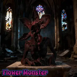 Gradient Dark Flower Monster Statue, Desktop Display, Gothic Style, Model Collector, Cold Personality Desk Decor