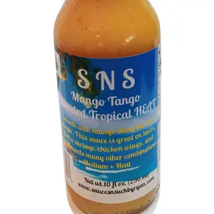 SNS Mango Tango Blended Tropical Heat Sauce - Medium Heat from Habanero, Smooth Flavor, Great for Tacos, Fish & Shrimp, 10 oz
