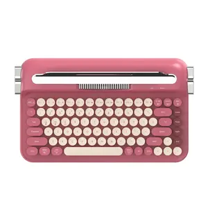 AF84 wireless office membrane keyboard, Multifunctional keyboard, dual-mode 2.4G Bluetooth ABS material AJAZZ typewriter keyboard retro punk style female gift support multiple systems suitable for office and gaming, self provided AAA battery*2