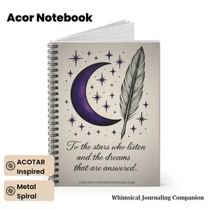 SJM Inspired ACOTAR To the Stars Who Listen Spiral Notebook 90gsm Ruled Line Pages 118 Pages Metal Spiral Document Pocket Fantasy Gift