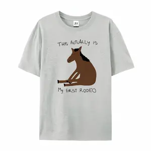 This Actually Is My First Rodeo Horse Graphic T-Shirt, Cotton Comfort Tee, Western Humor Fashion Outfit, Oversized Casual Shirt, Ideal Valentine’s Day & Rodeo Lover Gift for Him/Her