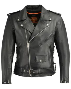 Milwaukee Leather Men's Classic Side Lace Concealed Carry Motorcycle Jacket - Lkm1711