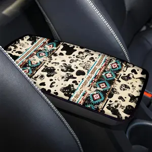 Cow Car Armrest Cushion Cover,Durable Stylish Fit Center Console Pad for Cars, Automotive Interior Decor Great Gift for Halloween Gift Fun Car Accessories