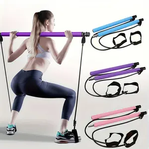 Multifunctional Pilates Bar Combo Fitness Stick Yoga Chest Expansion Resistance Rope Back Training Elastic Band Stretch Strap Workout Bands