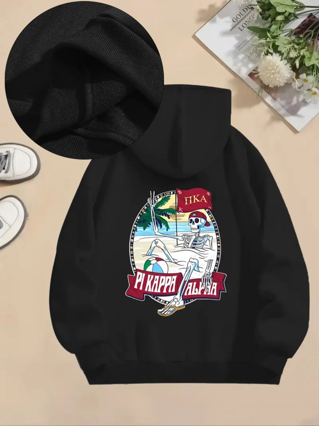 Women's Plus Size Geometric Print Hoodie, Drawstring Casual Sportswear, Long Sleeve Loose Fit, Fall & Winter Fashion