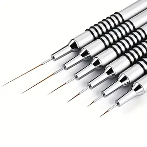 Metal Handle Nail Art Brush Set, 6-Piece Nail Line Pen Tool Kit, Nail Painting Tools, Nail Accessories, Essential Manicure Supplies