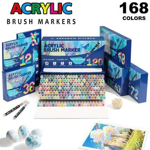 12-168 Acrylic Markers, Fresh Natural Style, Smooth Delicate Brushstrokes, Ideal for Teenagers & Illustrators, Room Decoration, Art Marker Set