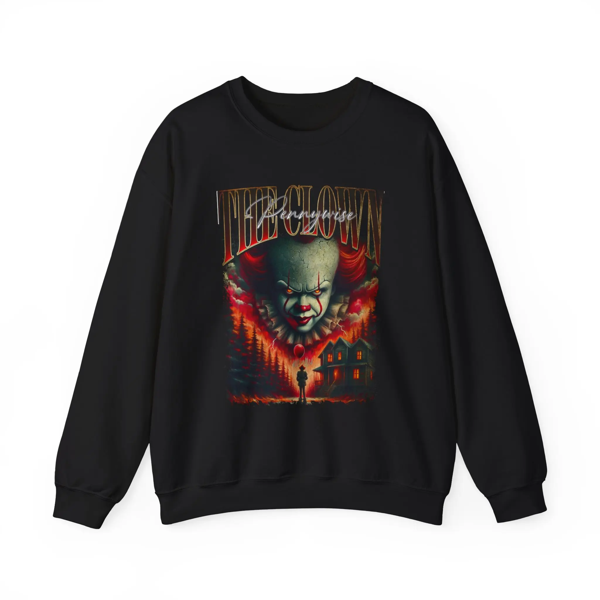 Pennywise The Clown Sweatshirt - Unisex Heavy Blend™ Crewneck, Halloween Apparel, Horror Fan Gear, Cozy Costume, Spooky Graphic Pullover