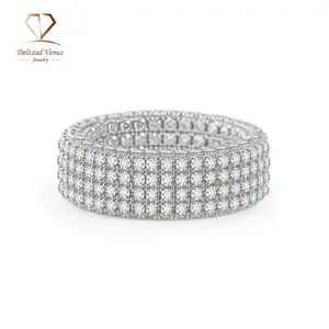 Delzzad Infinite Sparkle 4-Row Eternity Ring Dakota Engagement Ring Band Wedding Ring Synthetic Moissanite Ring Jewelry S925/Copper Band Perfect Birthday Engagement Wedding Anniversary Christmas Valentine's Day Gift